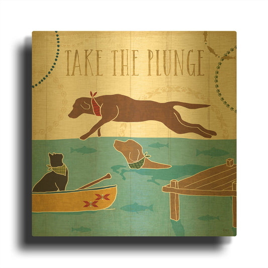 'Lake Pals VI' By Veronique Charron Gold Metal Wall Art