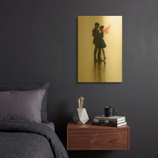 'The Embrace II' By Marco Fabiano Gold Metal Wall Art