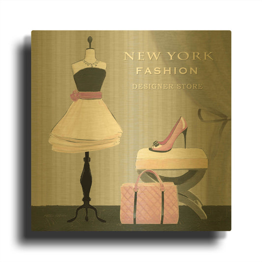 'Dress Fitting Boutique Sq I' By Marco Fabiano Gold Metal Wall Art