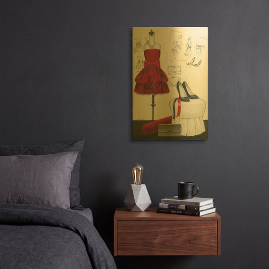 'Dress Fitting II' By Marco Fabiano Gold Metal Wall Art