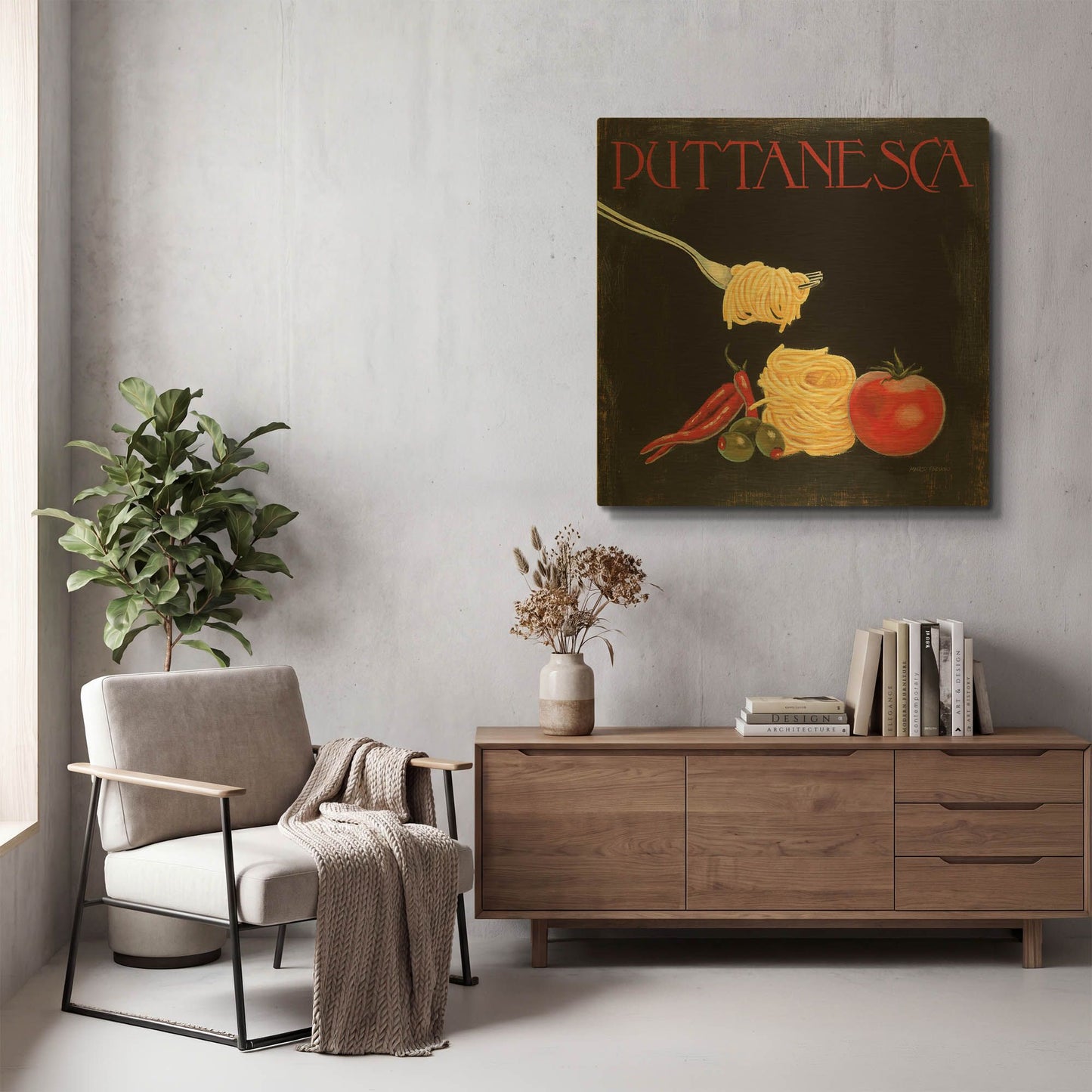 'Italian Cuisine I' By Marco Fabiano Gold Metal Wall Art