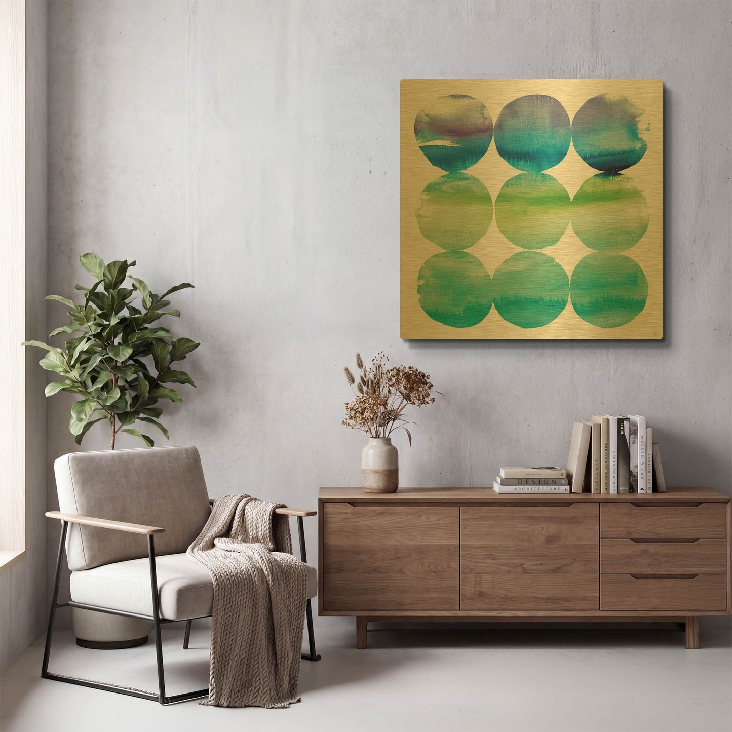 'Summer Dots II' By Elyse DeNeige Gold Metal Wall Art