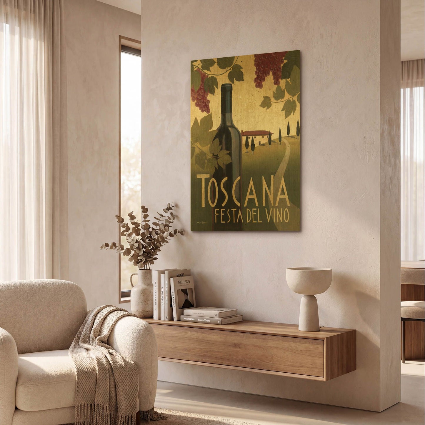 'Wine Festival I' By Marco Fabiano Gold Metal Wall Art