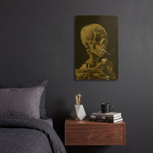 'Head of a Skeleton with a Burning Cigarette' By Vincent Van Gogh Gold Metal Wall Art