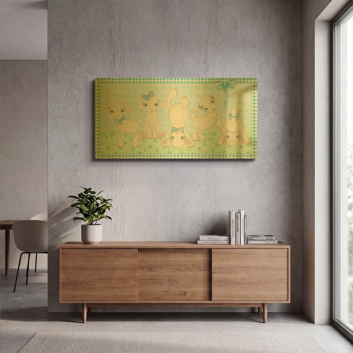 'Baby Shower Blue Lambs' By Elyse DeNeige Gold Metal Wall Art