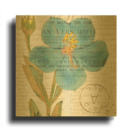 'Bookshelf Botanical VI' By Katie Pertiet Gold Metal Wall Art