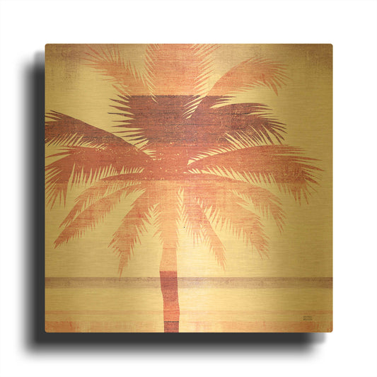 'Beachscape Palms II Pink Purple' By Michael Mullan Gold Metal Wall Art