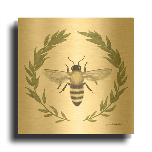 'Happy to Bee Home I' By Sara Zieve Miller Gold Metal Wall Art