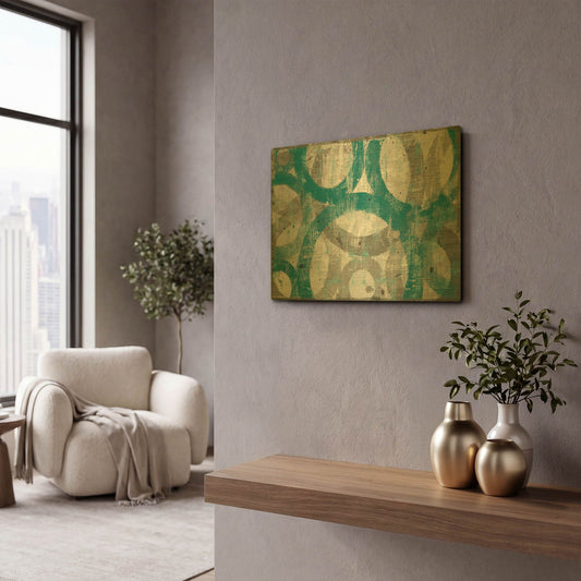 'Industrial I Teal' By Michael Mullan Gold Metal Wall Art