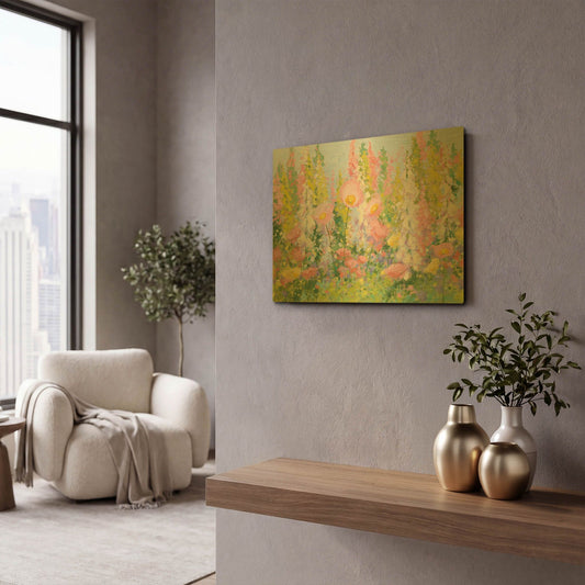 'Garden Pastels I Blue Sky' By Shirley Novak Gold Metal Wall Art