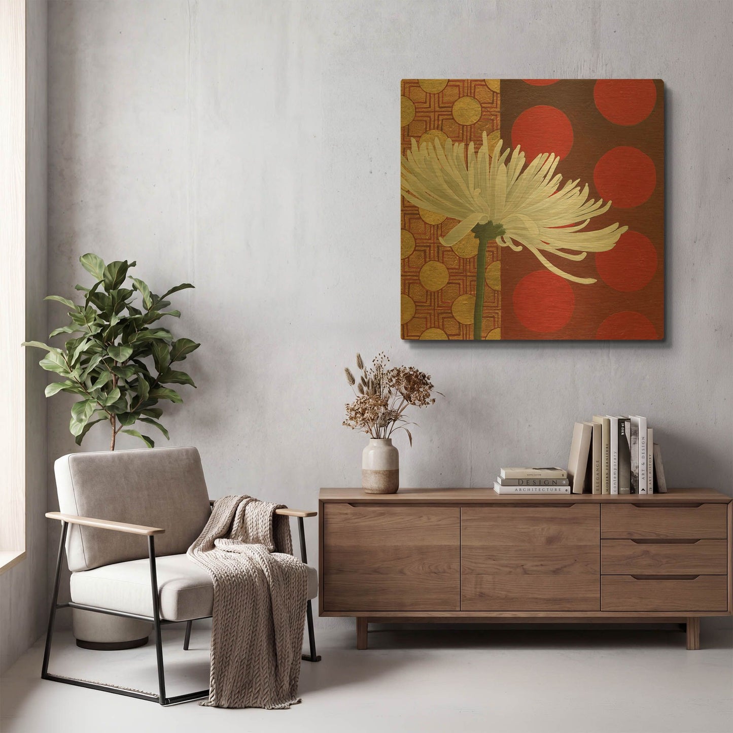 'Morning Chrysanthemum I' By Kathrine Lovell Gold Metal Wall Art