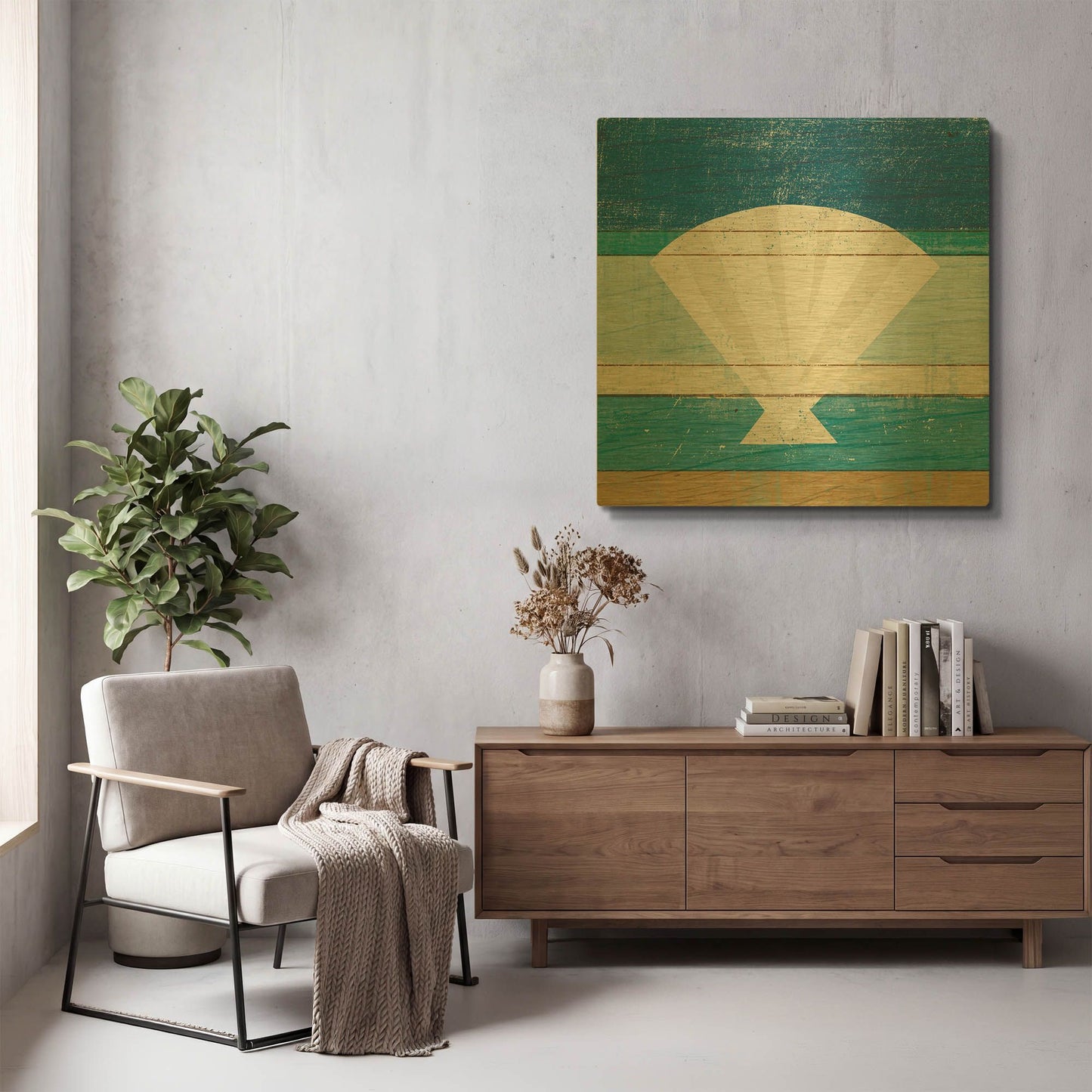 'Beachscape Shell' By Michael Mullan Gold Metal Wall Art