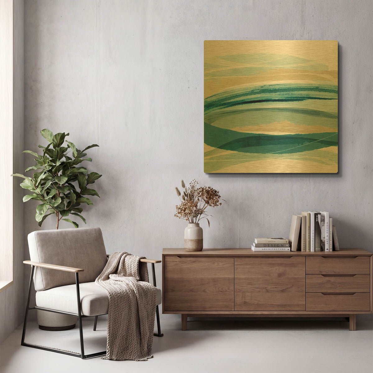 'Cirrus Flow I' By Flora Kouta Gold Metal Wall Art
