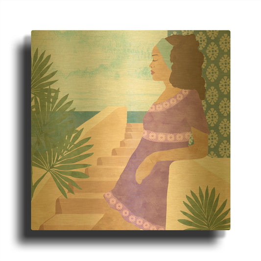 'Mediterranean Holiday IV' By Flora Kouta Gold Metal Wall Art