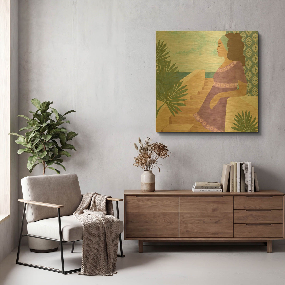 'Mediterranean Holiday IV' By Flora Kouta Gold Metal Wall Art