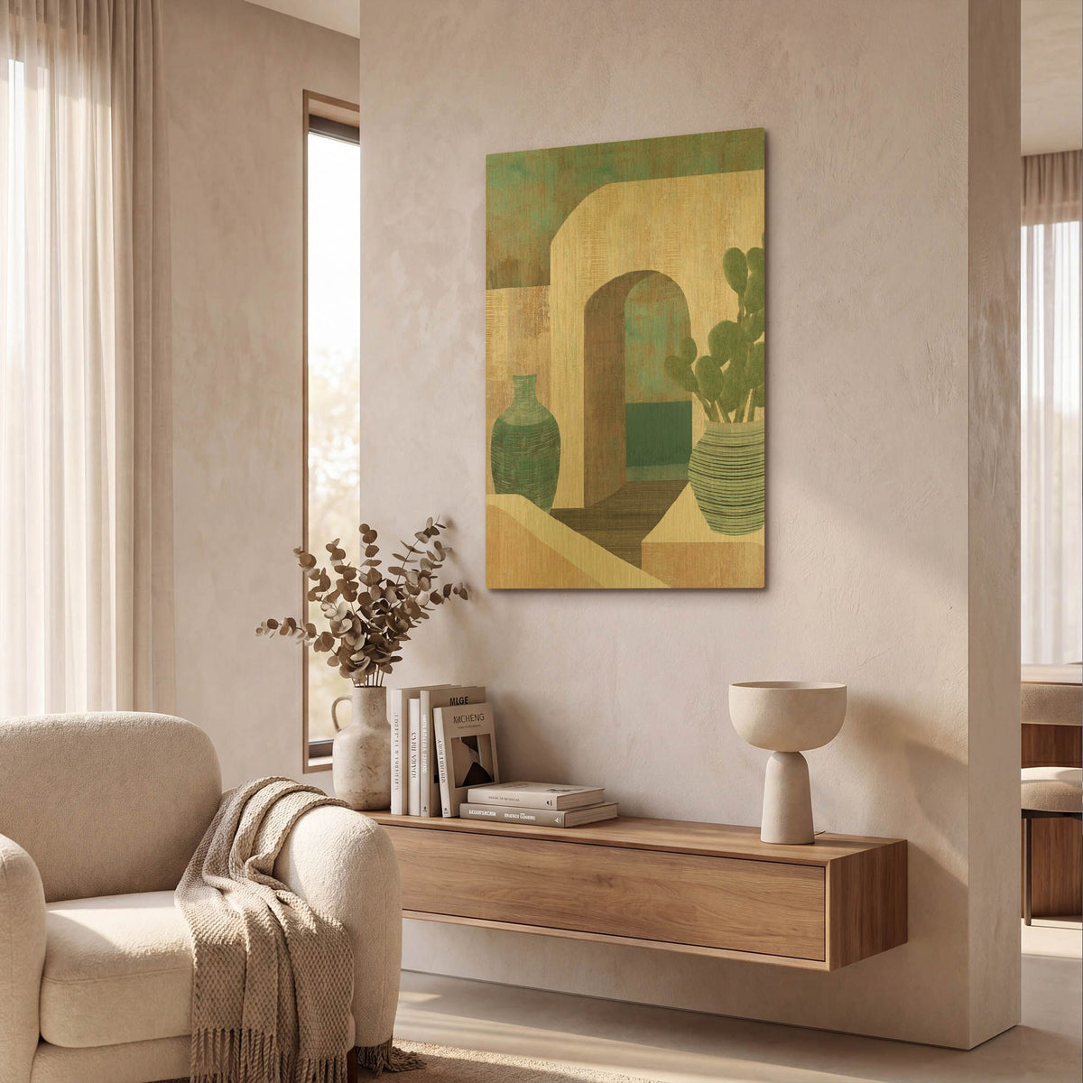 'Sunbaked Archway I' By Flora Kouta Gold Metal Wall Art