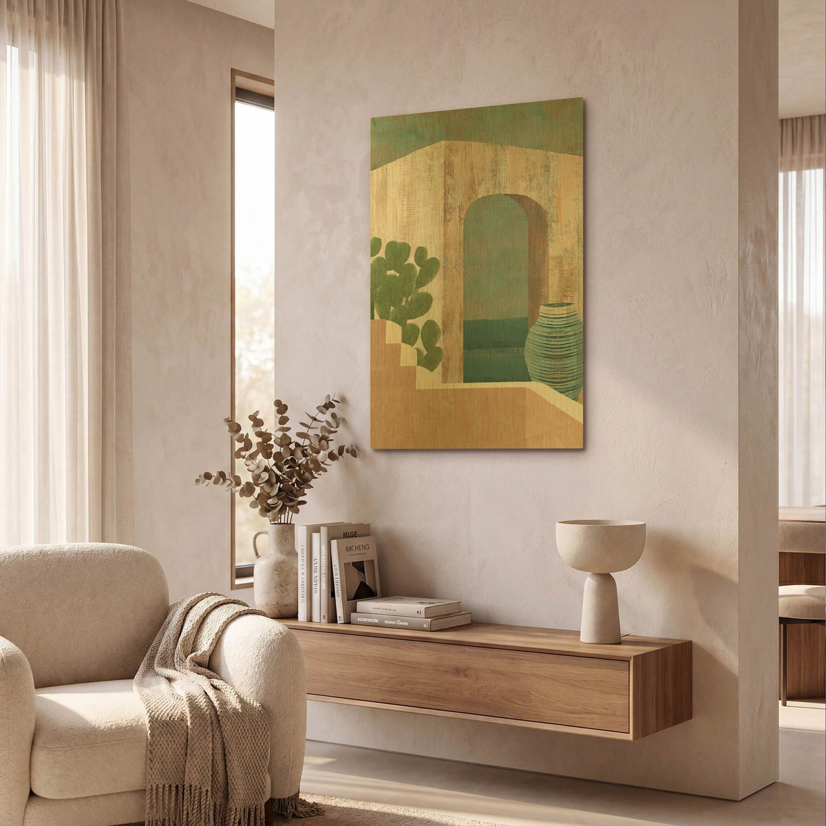 'Sunbaked Archway III' By Flora Kouta Gold Metal Wall Art