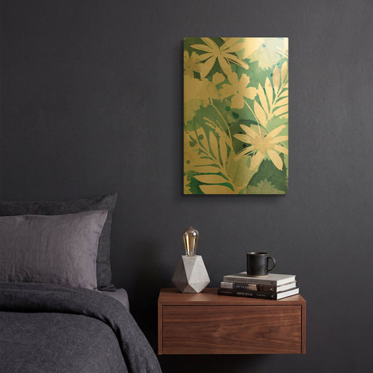 'Soft Blue Floral I' By Flora Kouta Gold Metal Wall Art