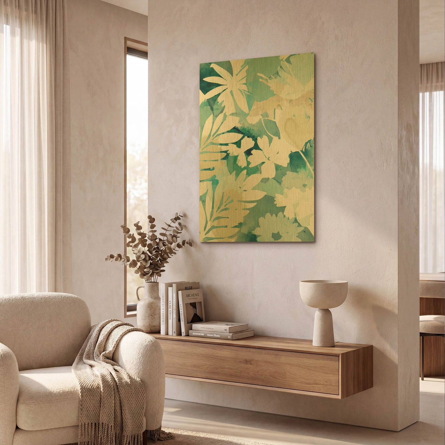 'Soft Blue Floral III' By Flora Kouta Gold Metal Wall Art
