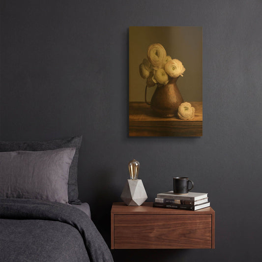'Pitcher Perfect Petals' By Leah McLean Gold Metal Wall Art