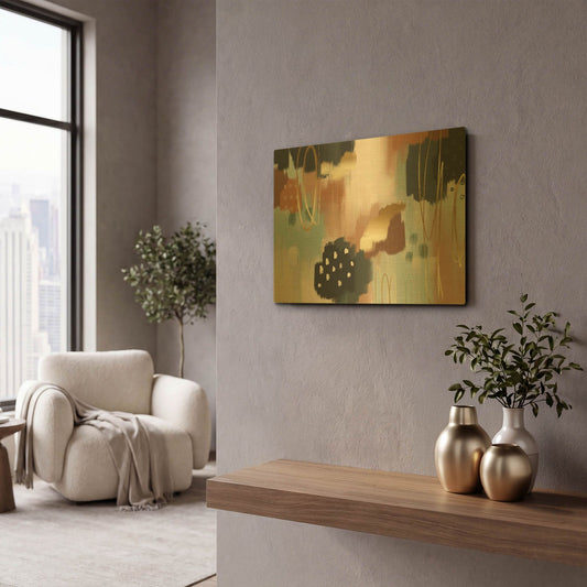 'Brookside Sage' By Delores Naskrent Gold Metal Wall Art
