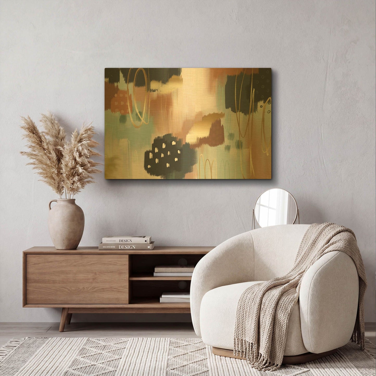 'Brookside Sage' By Delores Naskrent Gold Metal Wall Art
