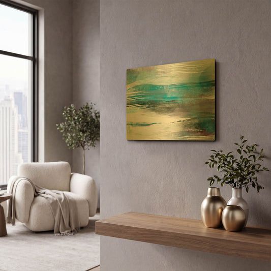 'Water Flow' By Delores Naskrent Gold Metal Wall Art