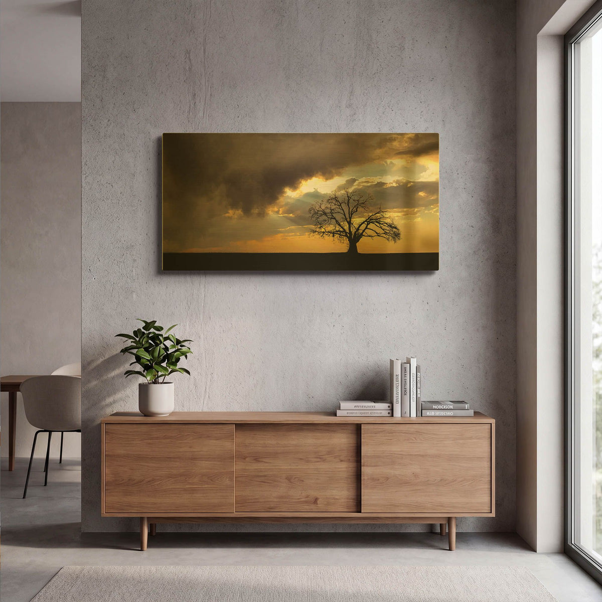 'Lone Tree In The Morning Light' By Don Schwartz Gold Metal Wall Art
