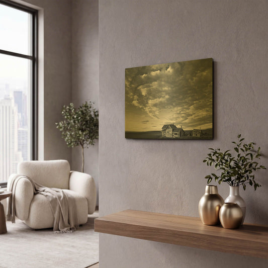 'The Old Homestead' By Don Schwartz Gold Metal Wall Art