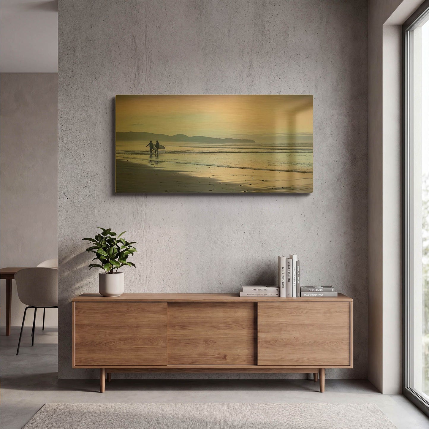 'Two Surfers' By Don Schwartz Gold Metal Wall Art