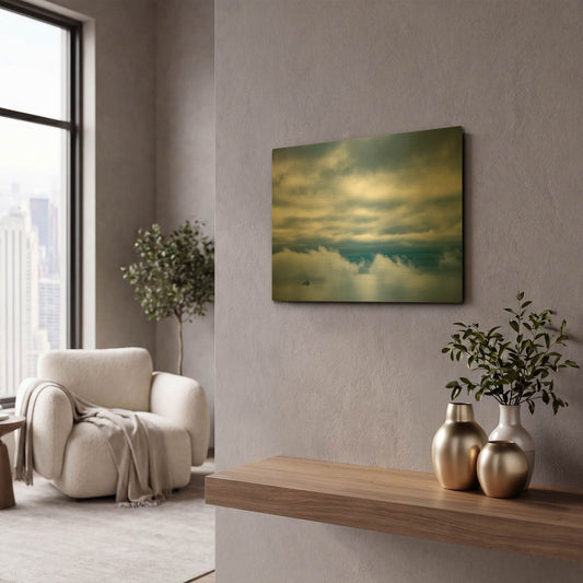 'Lighthouse In The Bay' By Don Schwartz Gold Metal Wall Art