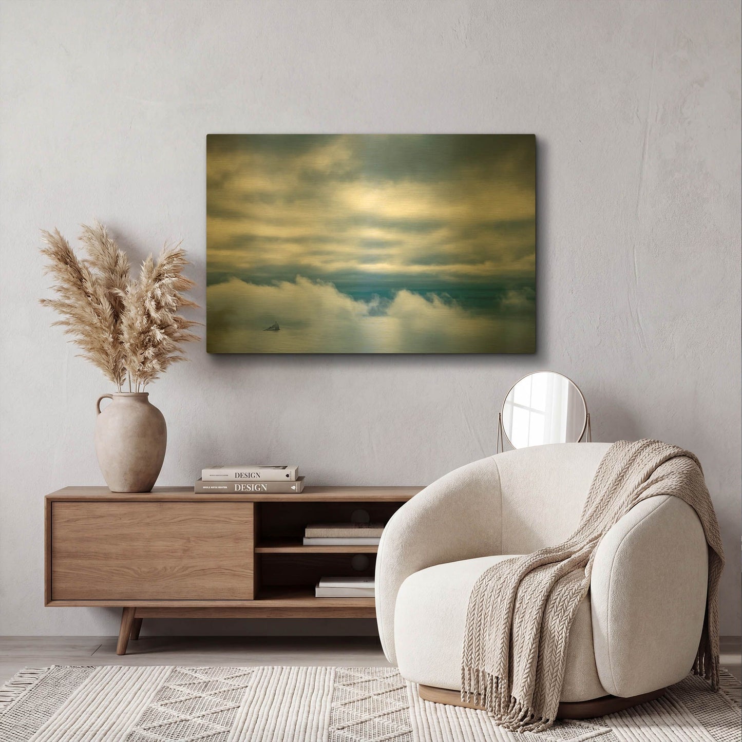'Lighthouse In The Bay' By Don Schwartz Gold Metal Wall Art