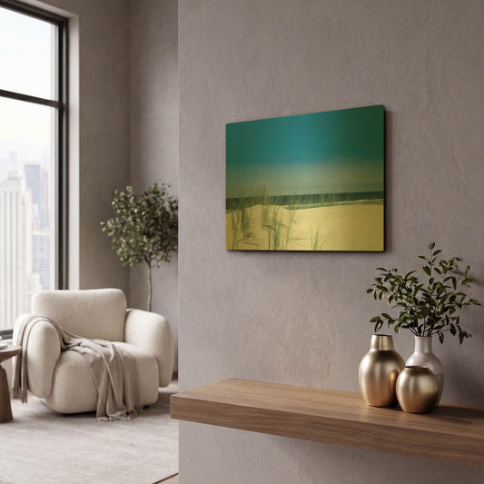 'Sunlit Coastal Dunes' By Don Schwartz Gold Metal Wall Art