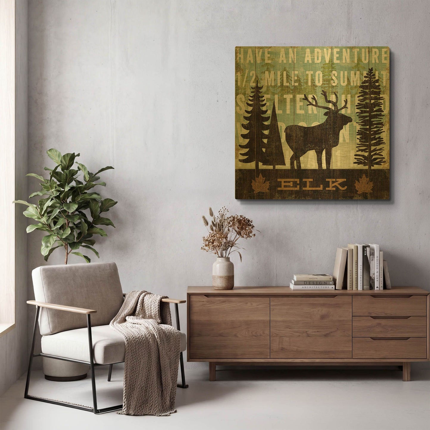 'Simple Living Elk' By Michael Mullan Gold Metal Wall Art