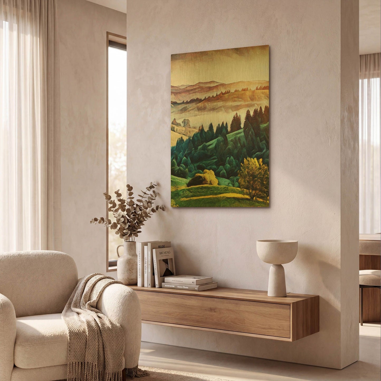 'Misty Morning Mountains 1' By Ashley Aldridge Gold Metal Wall Art