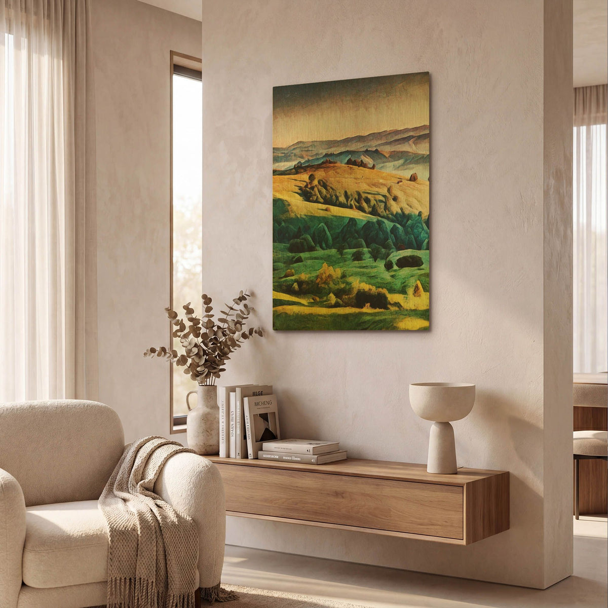 'Misty Morning Mountains 2' By Ashley Aldridge Gold Metal Wall Art