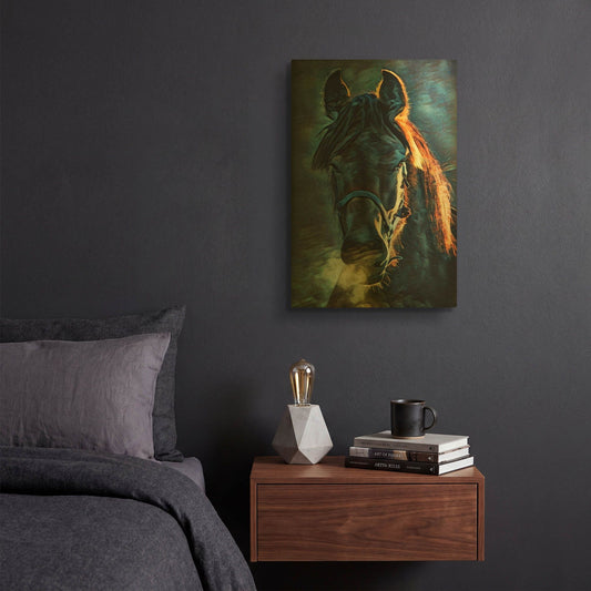 'Black Stallion Stare 1' By Ashley Aldridge Gold Metal Wall Art