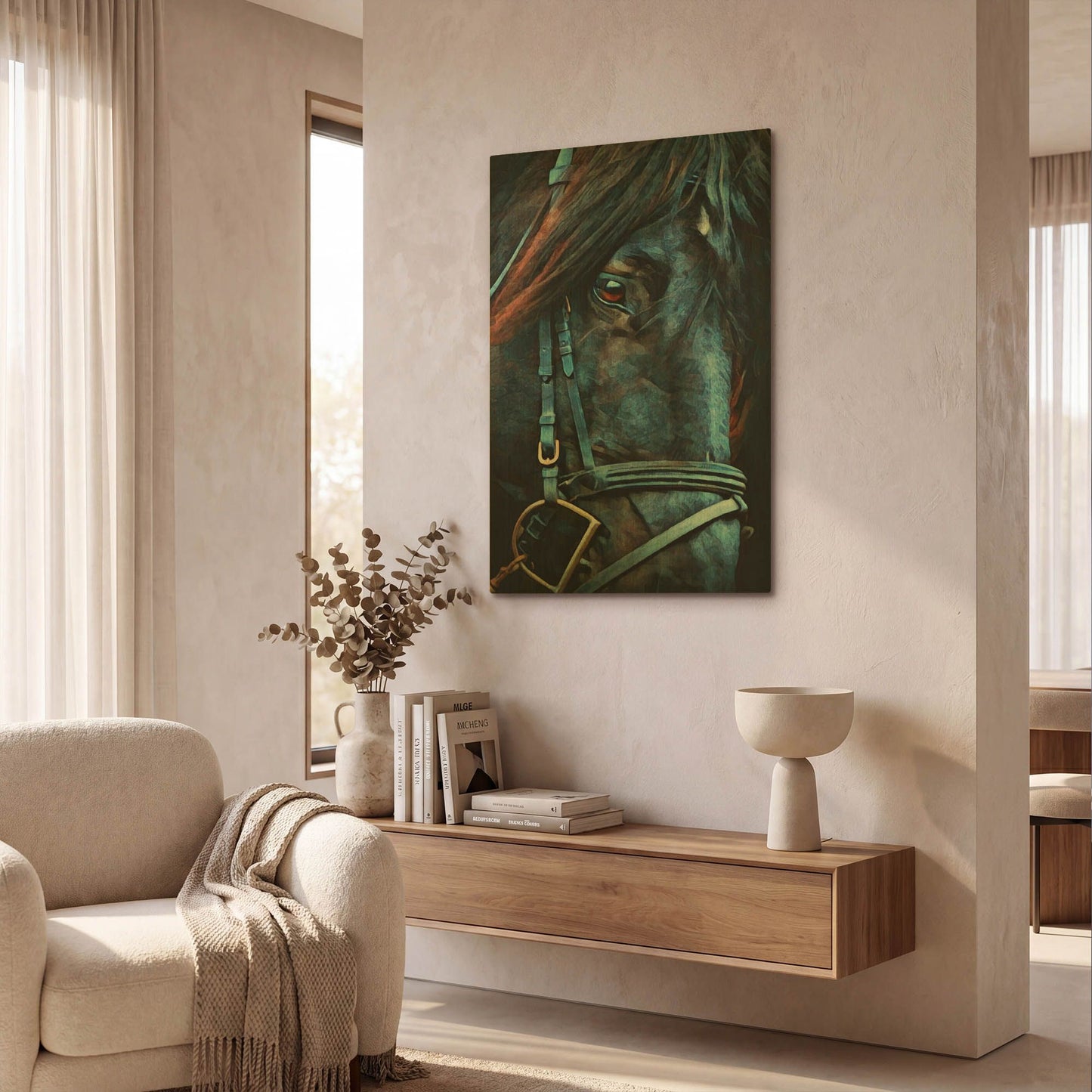 'Black Stallion Stare 2' By Ashley Aldridge Gold Metal Wall Art