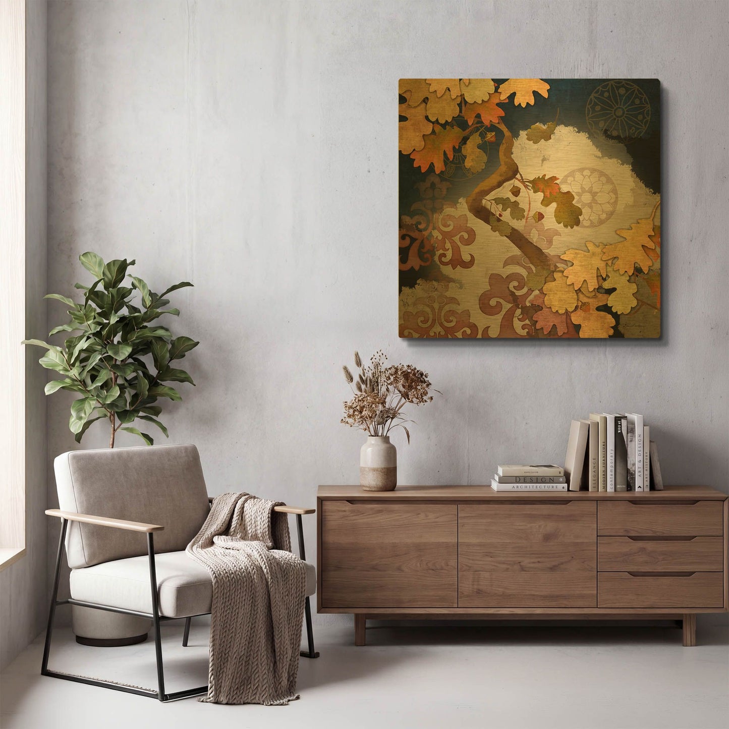 'Clouding Autumn Night' By Evelia Designs Gold Metal Wall Art