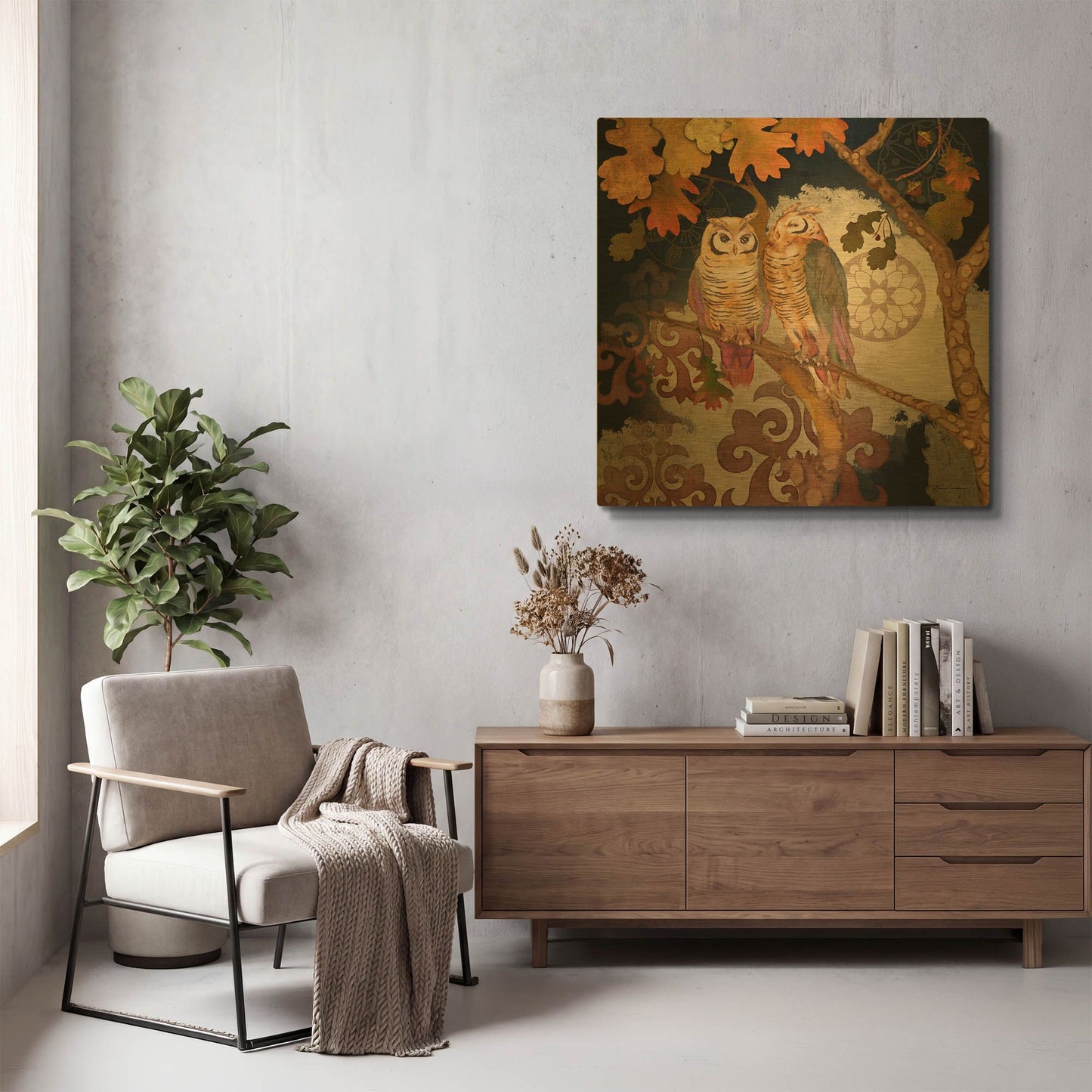 'Singing Owl' By Evelia Designs Gold Metal Wall Art