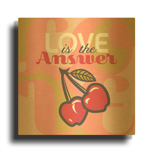 'Love Is The Answer Cherries' By Evelia Designs Gold Metal Wall Art