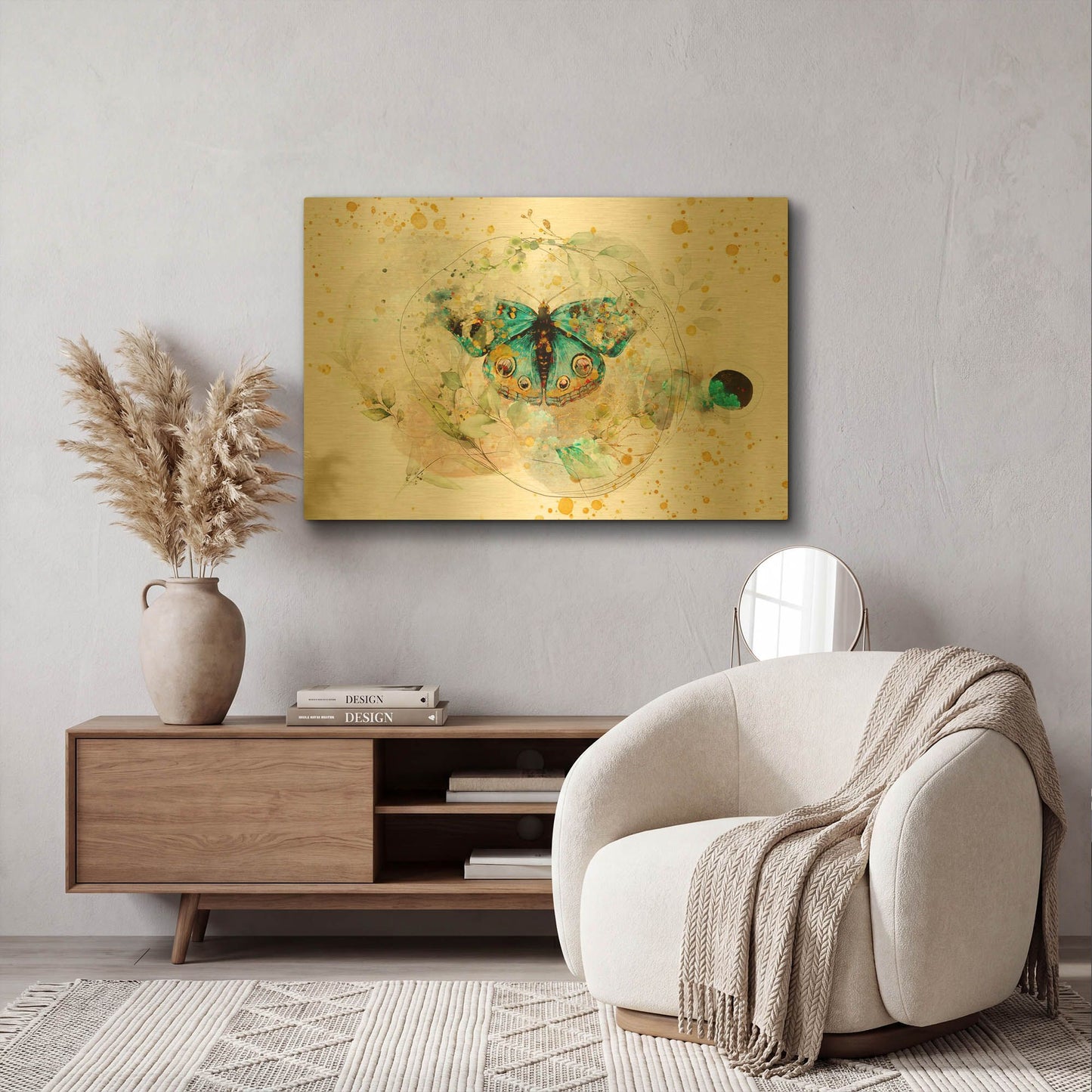 'Blue Evolution' By Roozbeh Bahramali Gold Metal Wall Art