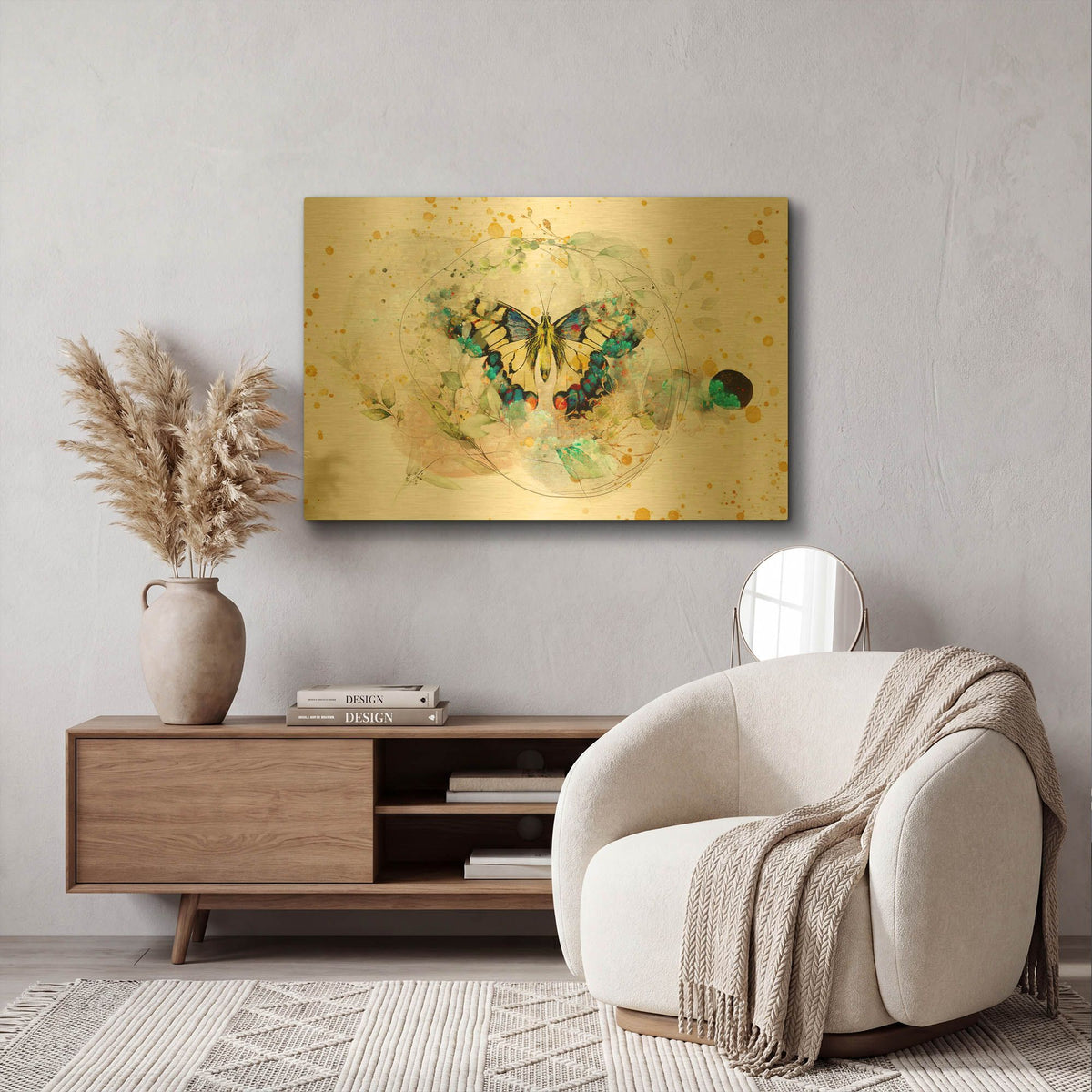 'Gentle Wings' By Roozbeh Bahramali Gold Metal Wall Art