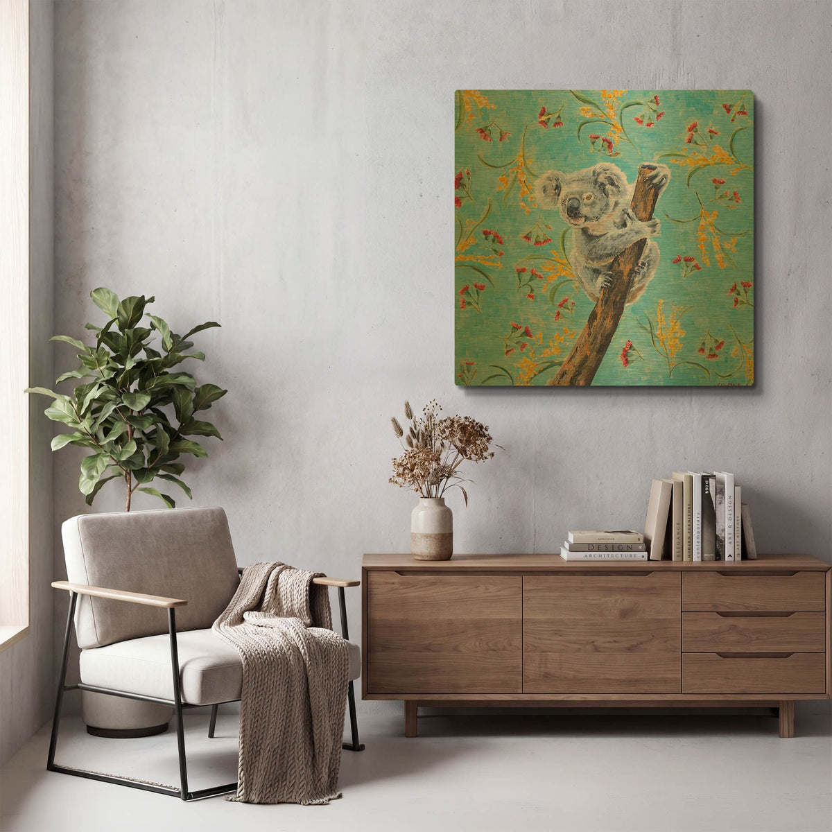 'Koala' By Alana Clumeck Gold Metal Wall Art