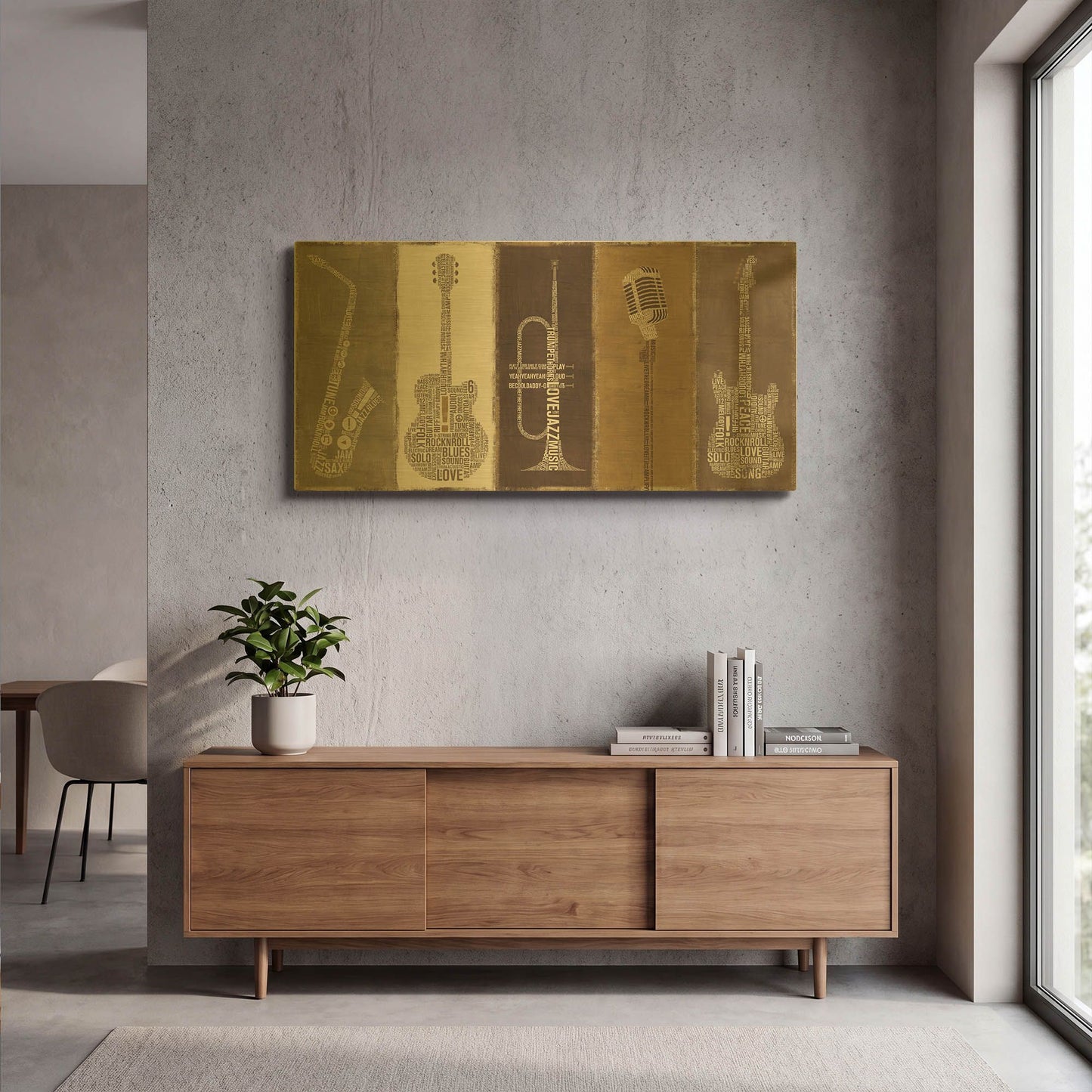 'Type Band Neutral Panel' By Michael Mullan Gold Metal Wall Art