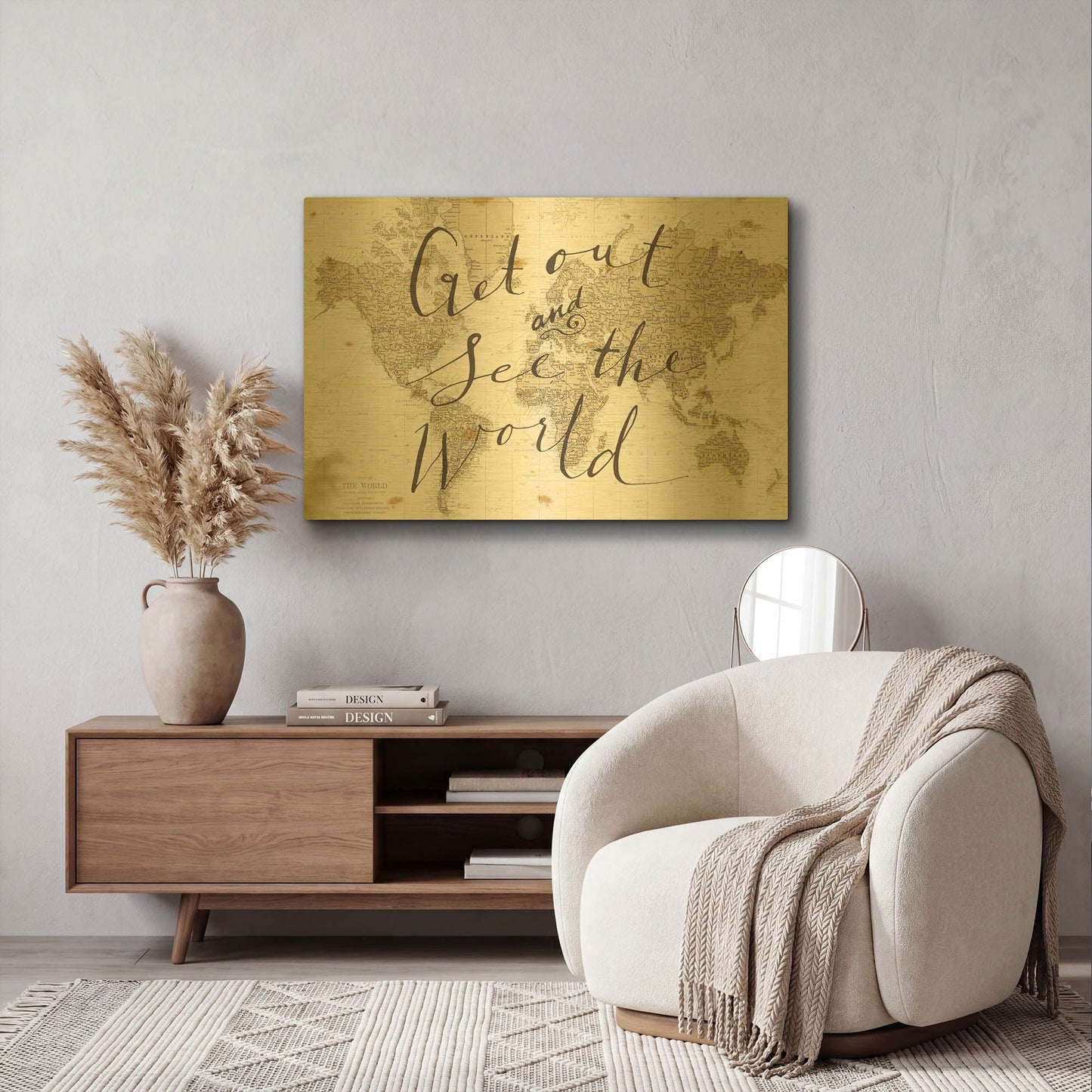 'Get Out and See the World' By Sara Zieve Miller Gold Metal Wall Art