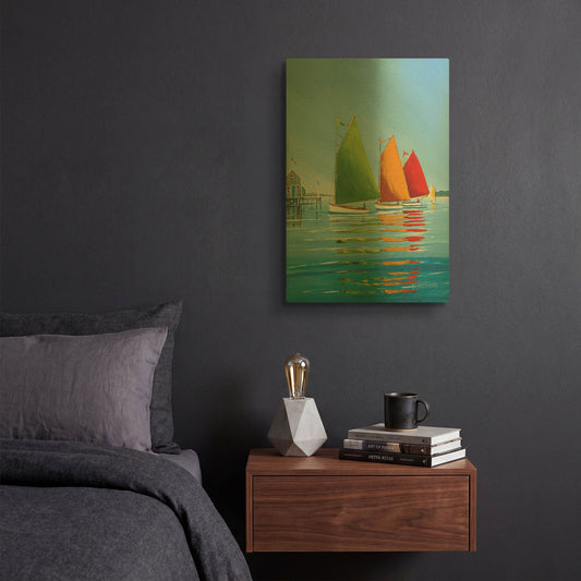 'Cape Cod Sail' By Sally Caldwell Fisher Gold Metal Wall Art