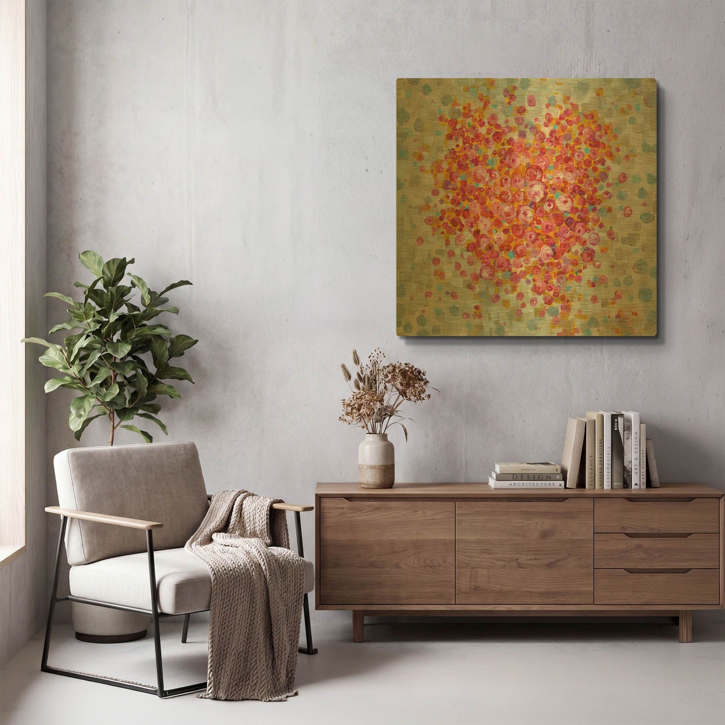 'Circle of Hearts' By Danhui Nai Gold Metal Wall Art