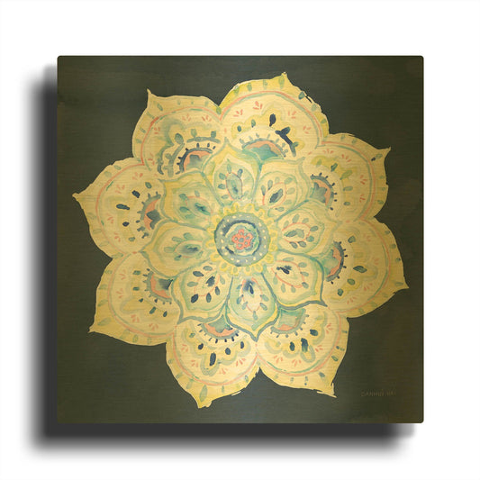 'Jaipur VI Navy' By Danhui Nai Gold Metal Wall Art