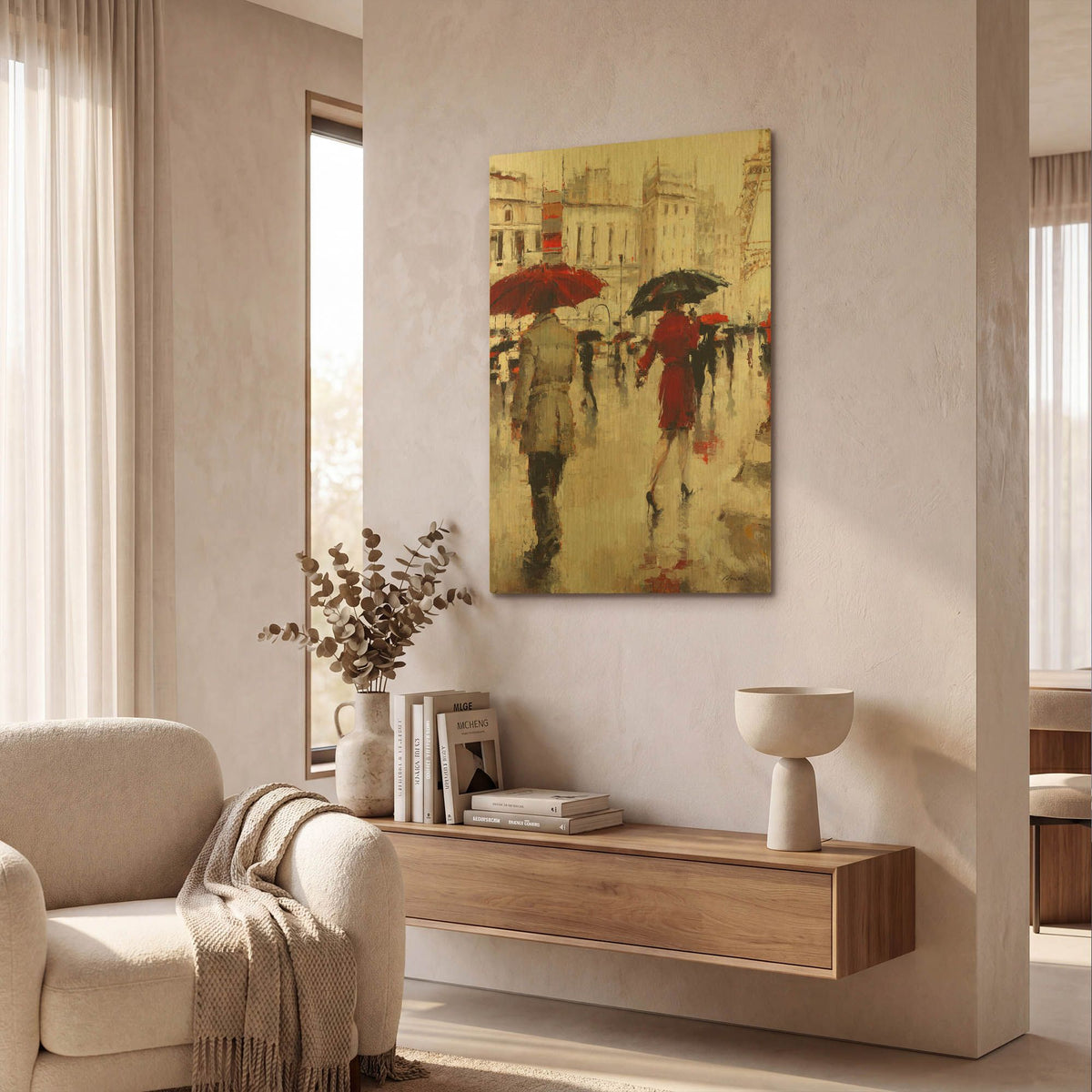 'Parting on a Paris Street' By Lorraine Christie Gold Metal Wall Art